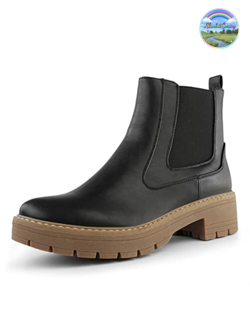 Hawkwell Women's Slip On Chunky Heel Ankle Chelsea Boot PU Mid Heel Bootie